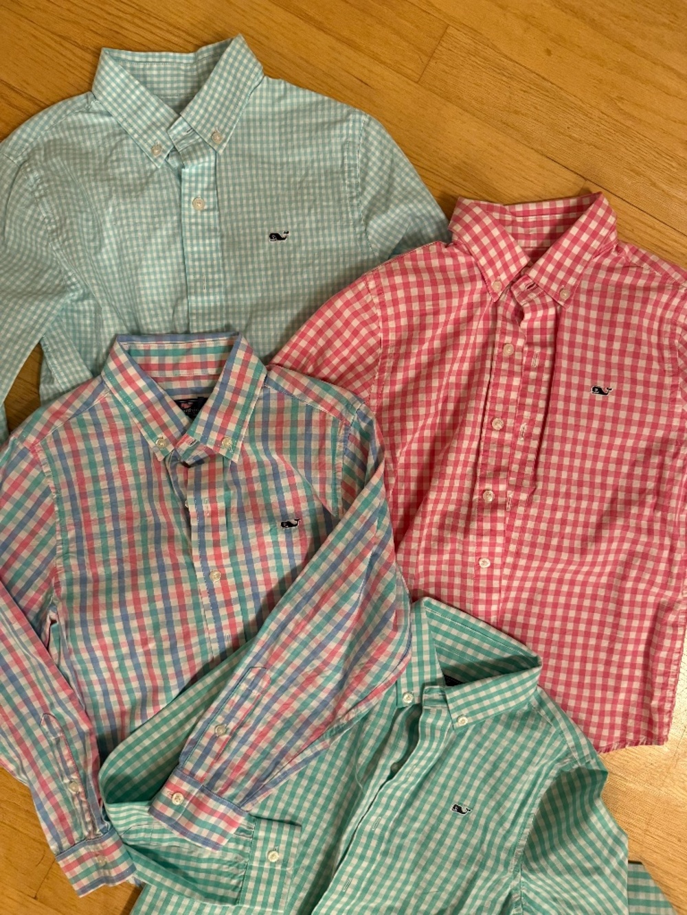 Vineyard Vines Boys Size 6 long sleeve button down mixed plaid pastel bundle